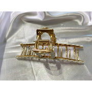 White hair clips, Gold metal Large Twist Hair claw, barrette