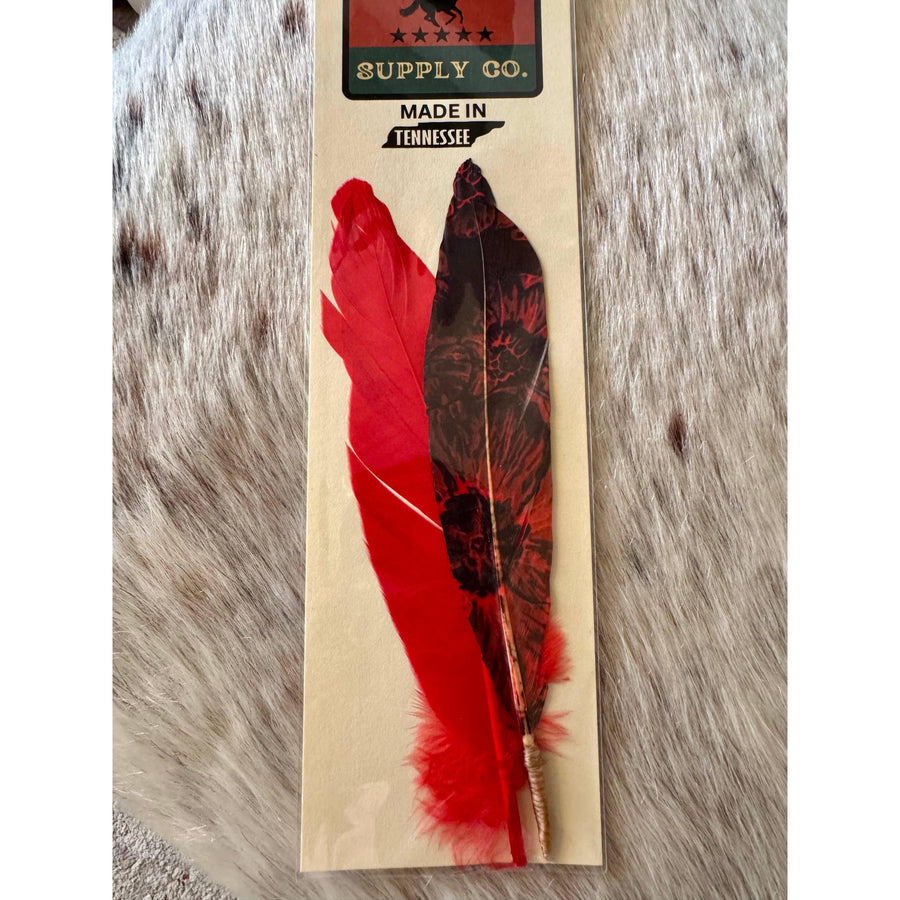 Western Crimson Floral Hat Feather - Western Hat Accessory