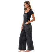 Vintage Black Cotton Nomad Jumpsuit with Adjustable Straps
