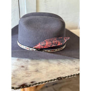 Western Crimson Floral Hat Feather - Western Hat Accessory