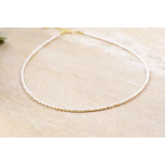 Freshwater 3mm Rice Pearl Necklace - Farmhouse Creations