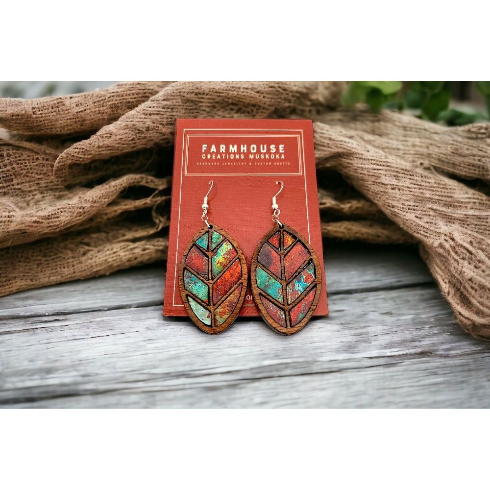 Leaf inlay Earrings - Farmhouse Creations