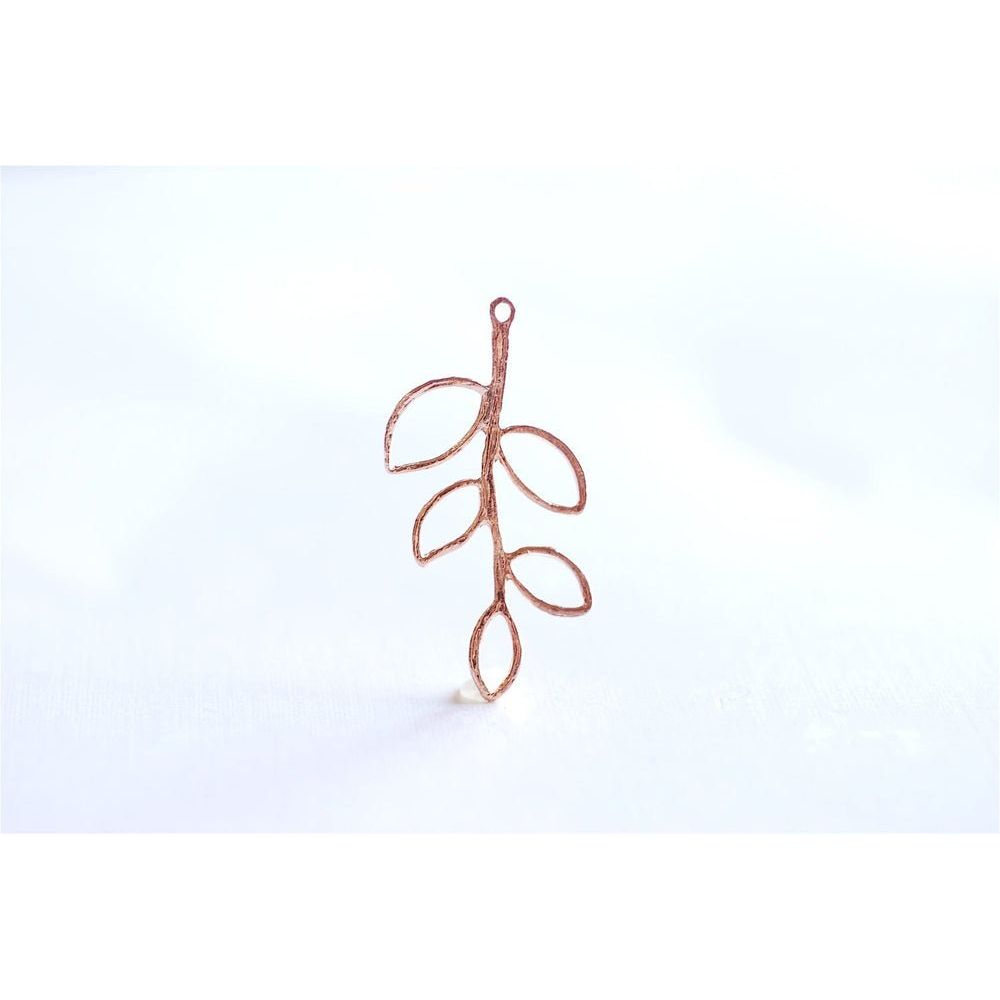 Rose Gold Vermeil Twig Tree Branch Leaf Connector Charm - Farmhouse Creations