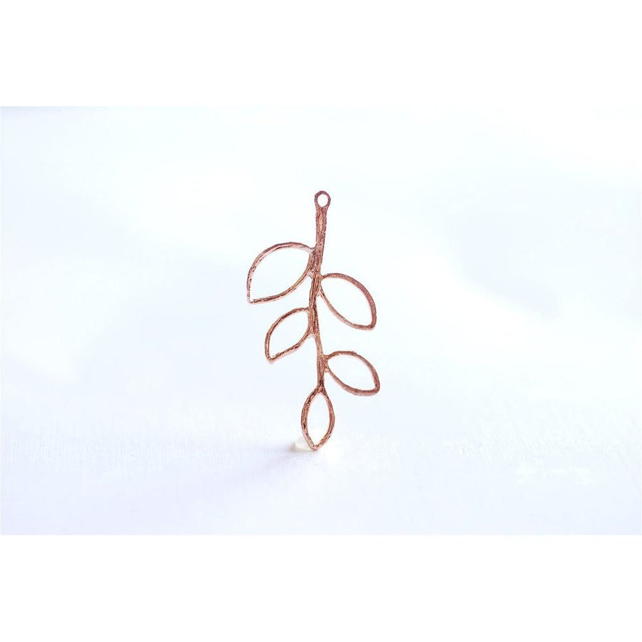 Rose Gold Vermeil Twig Tree Branch Leaf Connector Charm - Farmhouse Creations